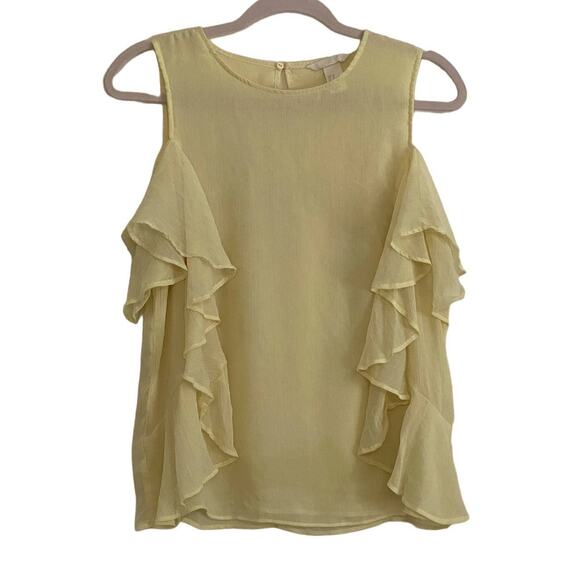 H&M Ruffled Blouse Top Yellow Size 12 - Picture 1 of 8